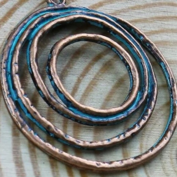 BOHO TURQUOISE AND COPPER CIRCULAR EARRINGS - Picture 3 of 4